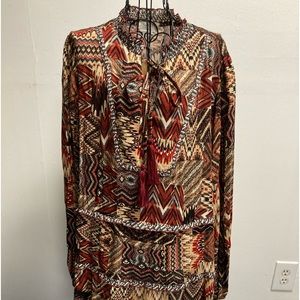 PRICE REDUCTION Tru Luxe Jeans print tiered top with smocked color size M NWT